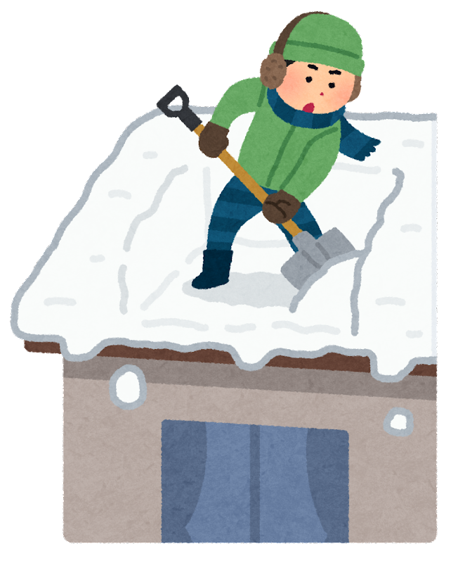 雪下ろしをする男性
