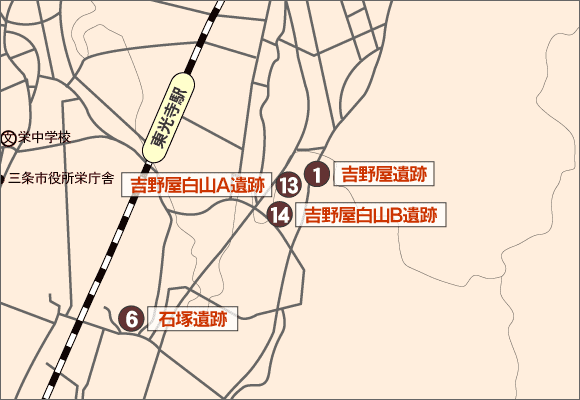 栄地域の主な遺跡地図