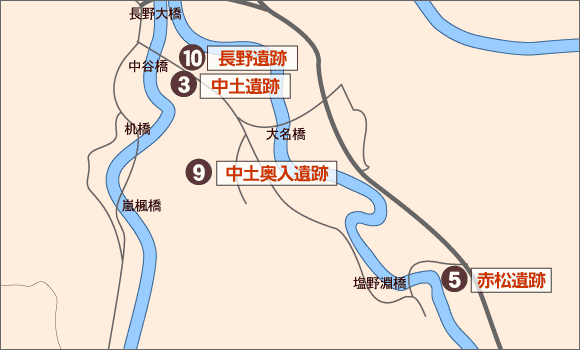 下田地域の主な遺跡地図