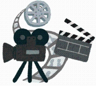 映写機とフィルムの絵