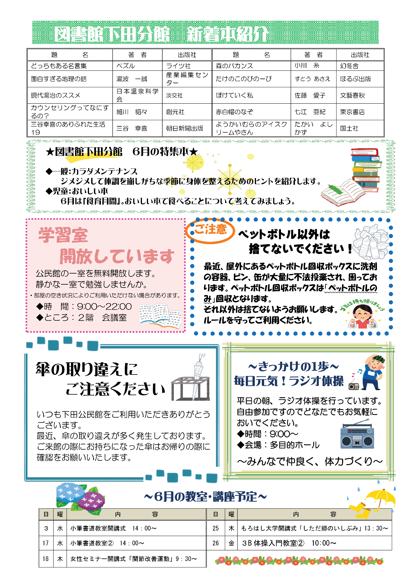 下田公民館だよりこもれび6月号ウラ