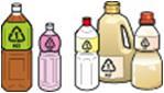 識別表示マークが表示されている飲料やしょうゆ等のペットボトルのイラスト