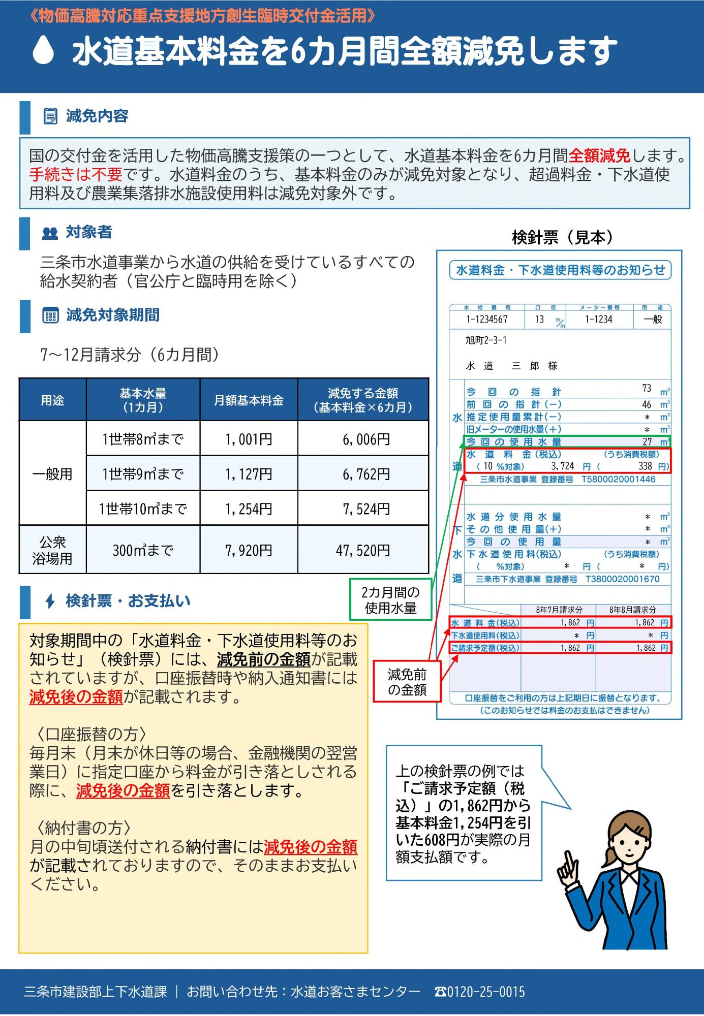 水道基本料金減免について