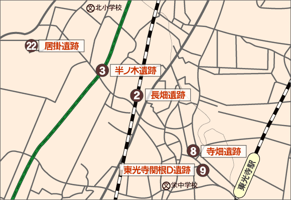 栄地域の主な遺跡地図