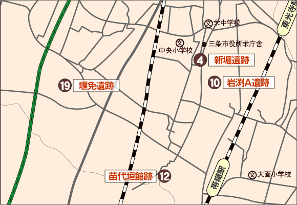 栄地域の主な遺跡地図