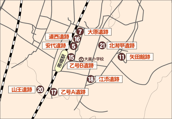 栄地域の主な遺跡地図
