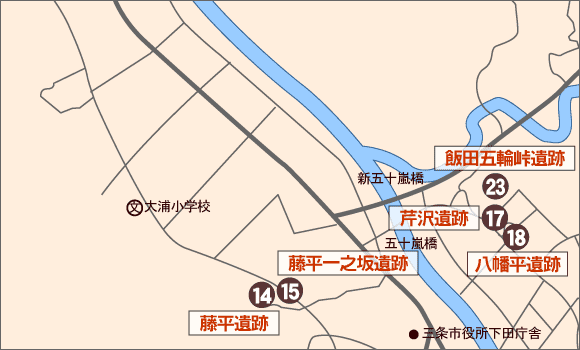 下田地域の主な遺跡地図