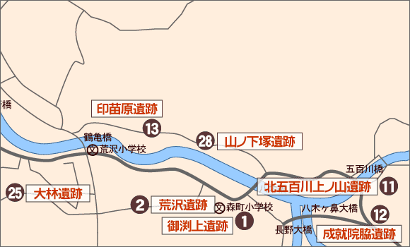 下田地域の主な遺跡地図