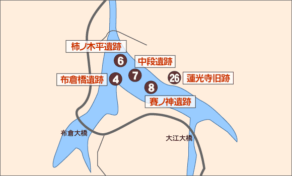 下田地域の主な遺跡地図