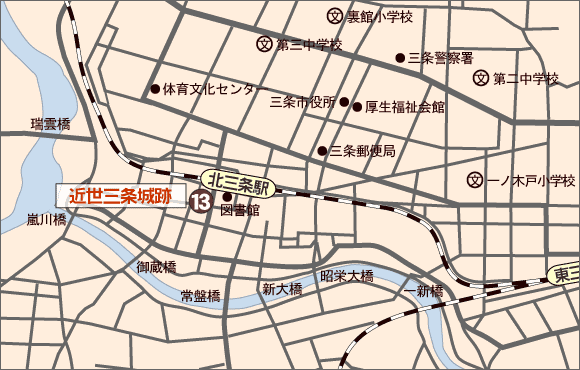 三条地域の主な遺跡地図