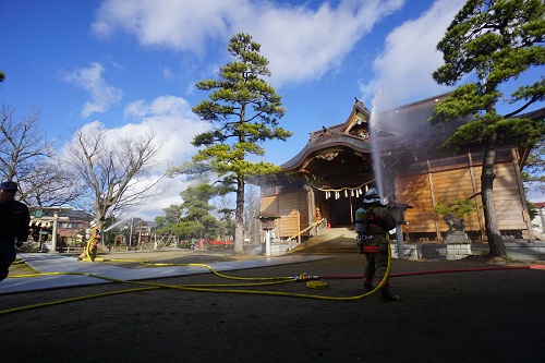 令和元年度第66回文化財防火デーの様子（三条八幡宮）