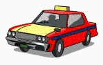 赤と黄色のタクシー車体のイラスト