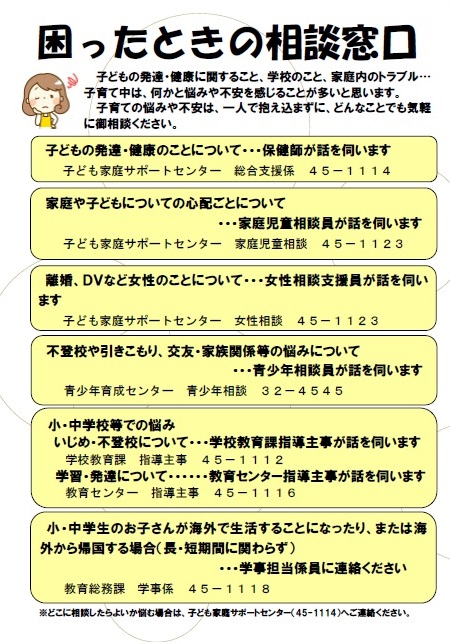 困った時の相談窓口